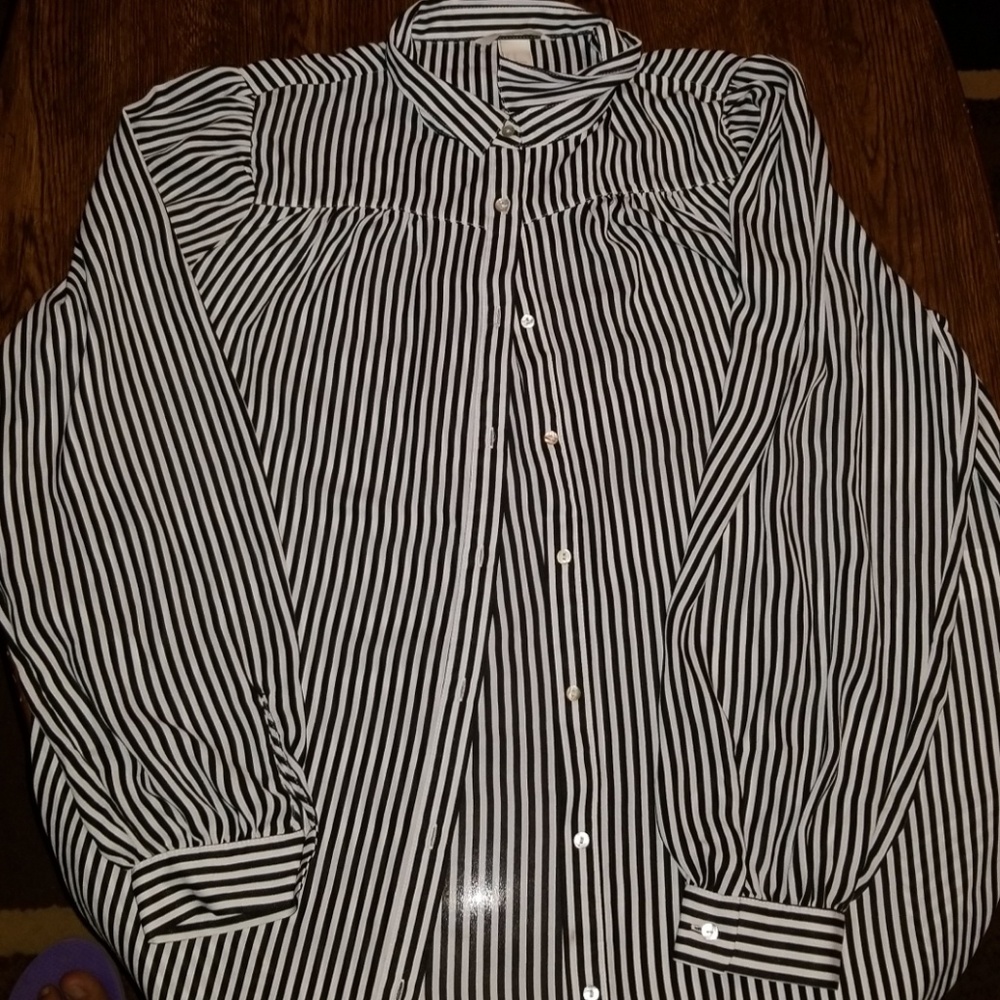 Black and white striped blouse